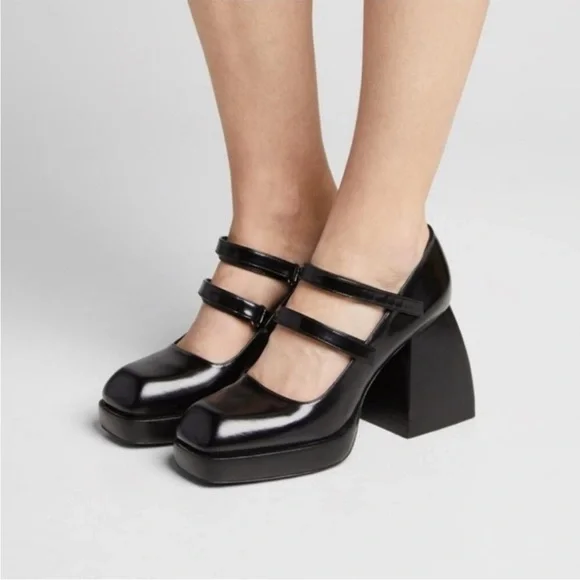 NODALETO Bulla Babies Mary Jane Platform Heels | Black Gloss Leather | EU 38 - Picture 2 of 11